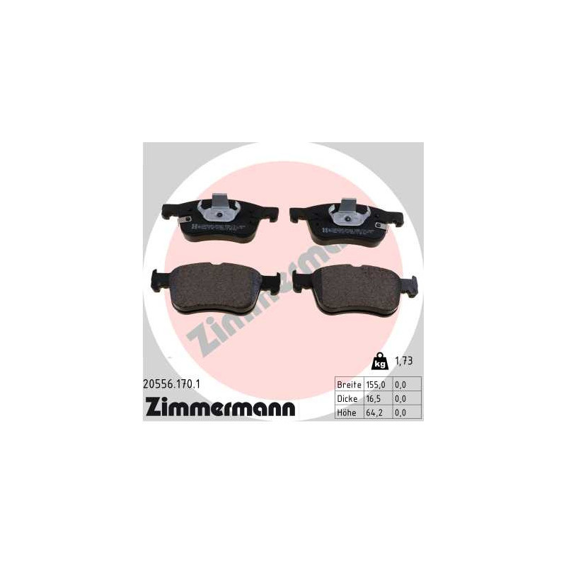 Jeu de quatre plaquettes de frein à disque ZIMMERMANN