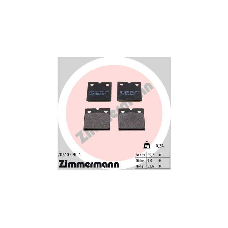 Jeu de plaquettes de frein (disque de frein de stationnement) ZIMMERMANN