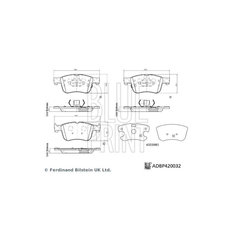 Jeu de quatre plaquettes de frein à disque BLUE PRINT