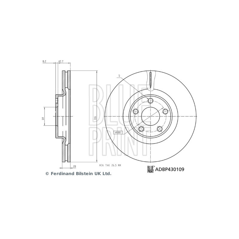 Jeu de 2 disques de frein BLUE PRINT