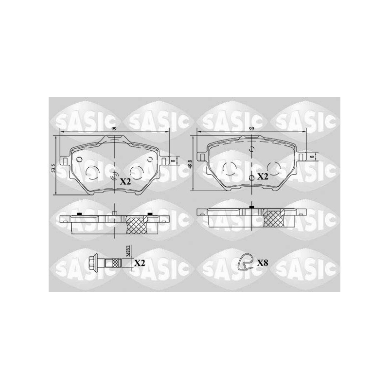 Jeu de quatre plaquettes de frein à disque SASIC