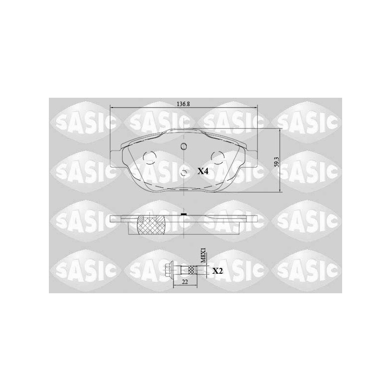 Jeu de quatre plaquettes de frein à disque SASIC