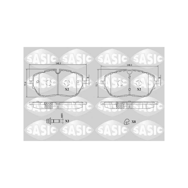 Jeu de quatre plaquettes de frein à disque SASIC