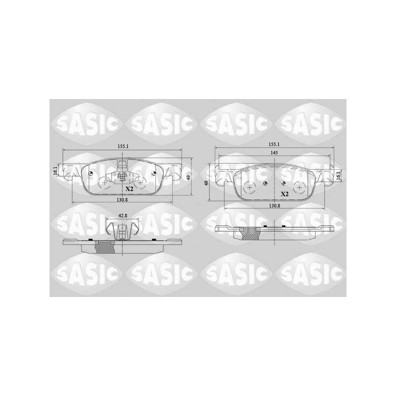Jeu de quatre plaquettes de frein à disque SASIC