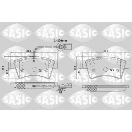 Jeu de quatre plaquettes de frein à disque SASIC
