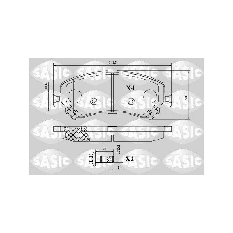 Jeu de quatre plaquettes de frein à disque SASIC