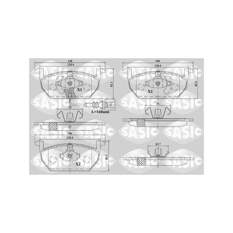 Jeu de quatre plaquettes de frein à disque SASIC