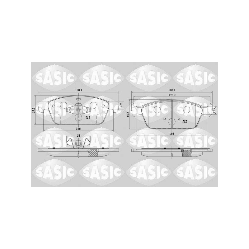 Jeu de quatre plaquettes de frein à disque SASIC