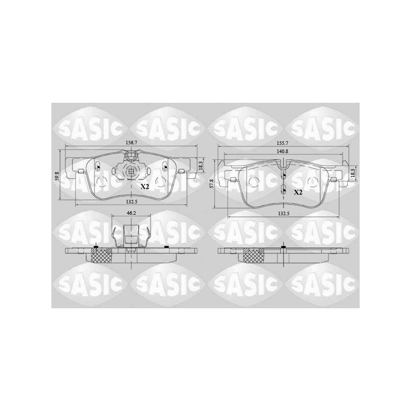Jeu de quatre plaquettes de frein à disque SASIC