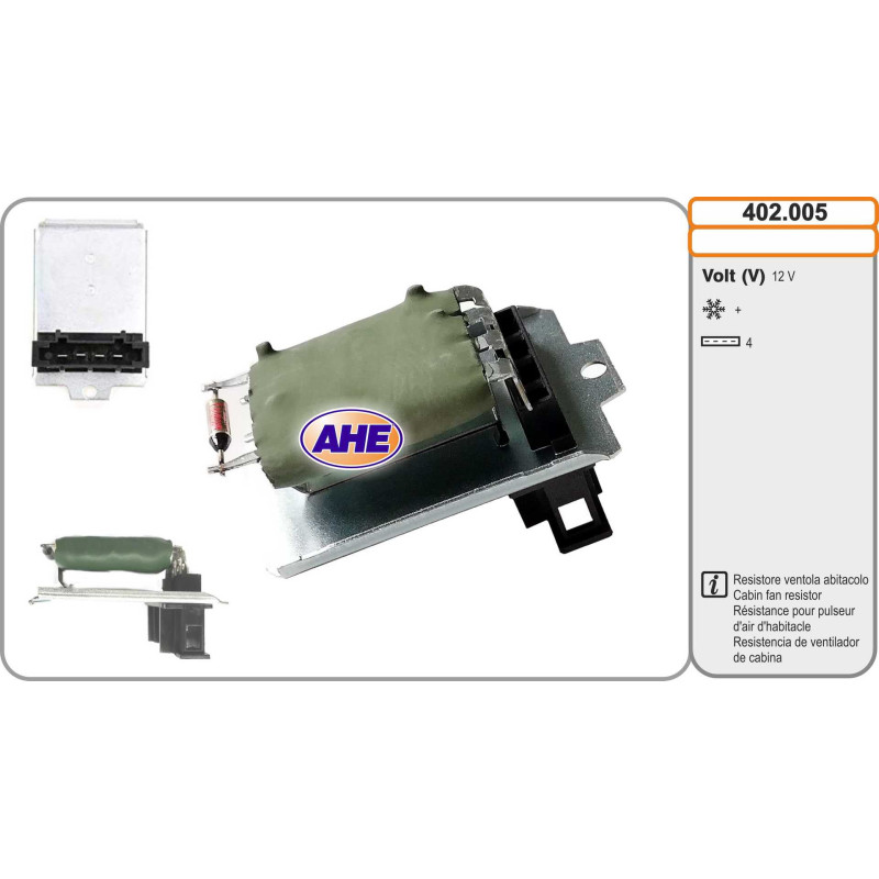 Résistance de série, moteur électrique-ventilateur du radiat AHE