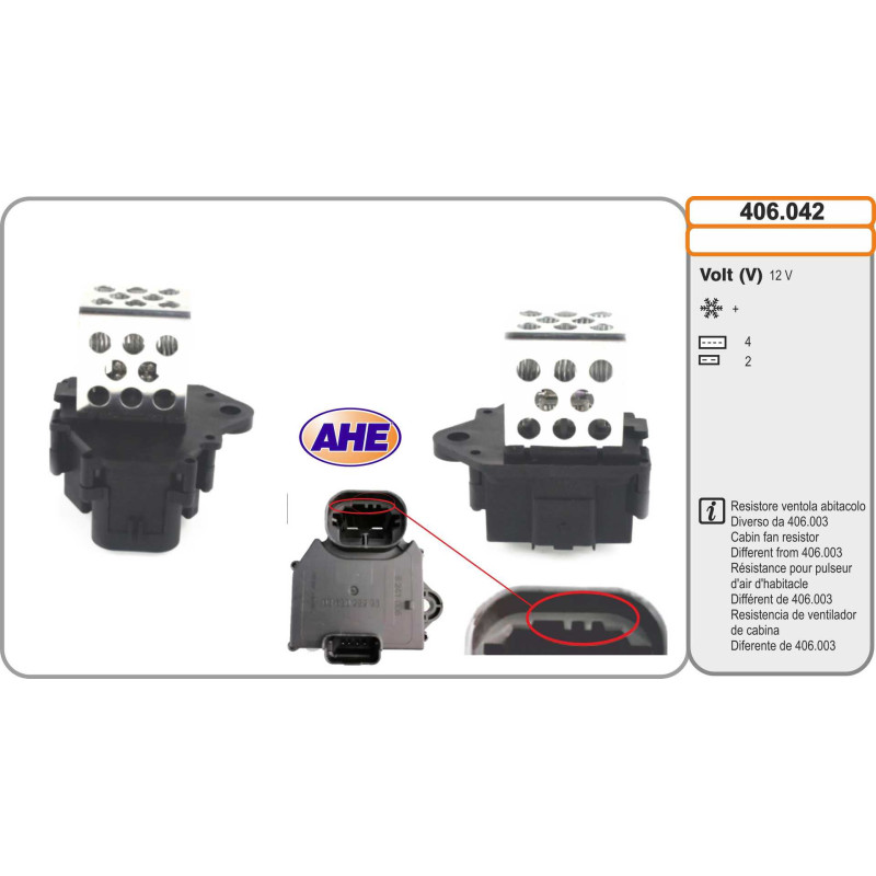 Résistance de série, moteur électrique-ventilateur du radiat AHE