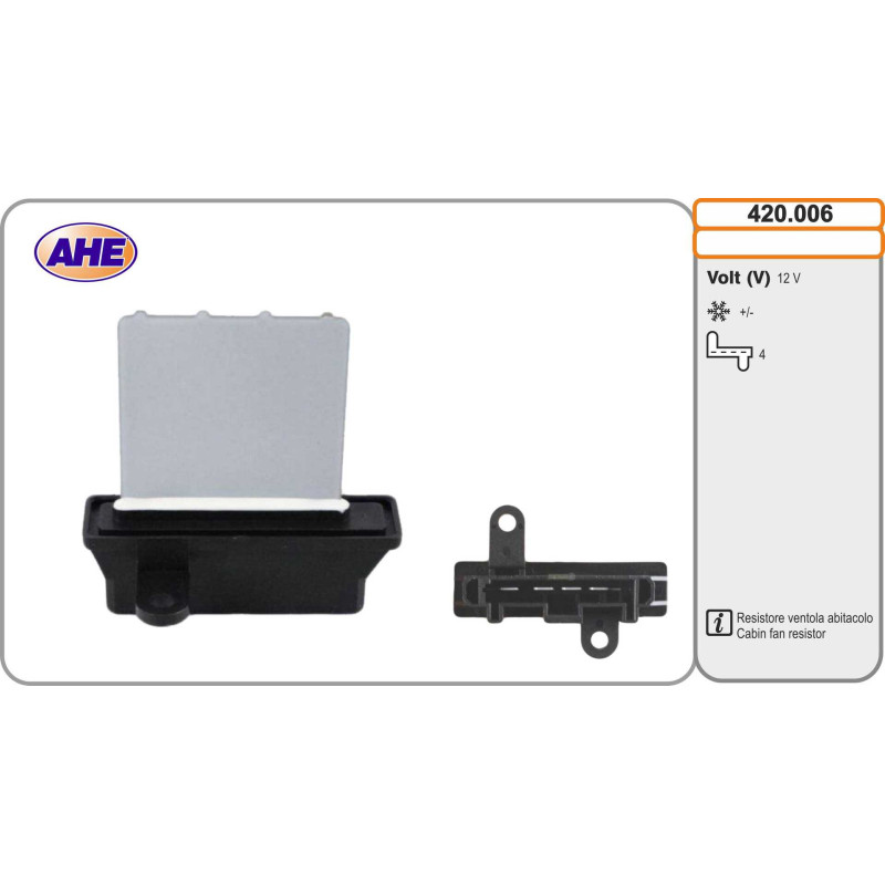 Résistance de série, moteur électrique-ventilateur du radiat AHE