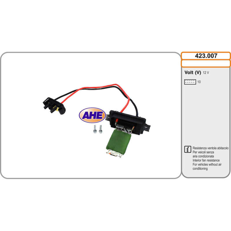 Résistance de série, moteur électrique-ventilateur du radiat AHE
