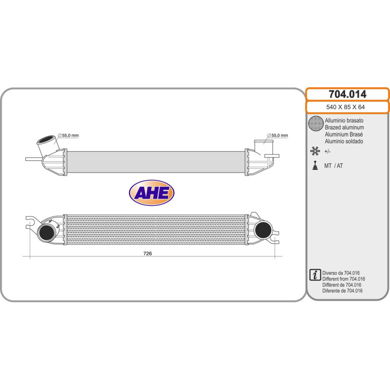 Intercooler (échangeur d'air) AHE