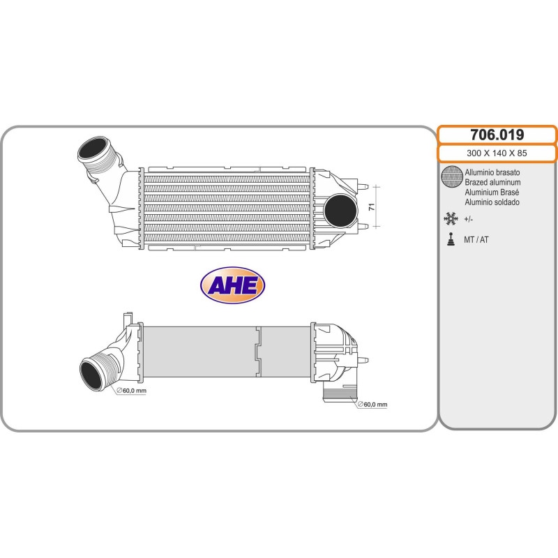 Intercooler (échangeur d'air) AHE