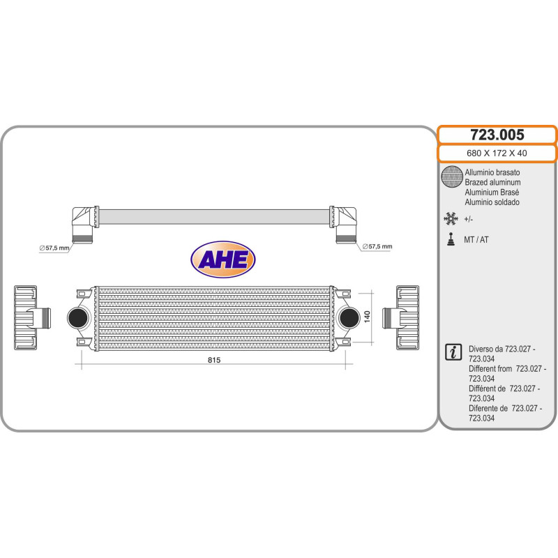 Intercooler (échangeur d'air) AHE