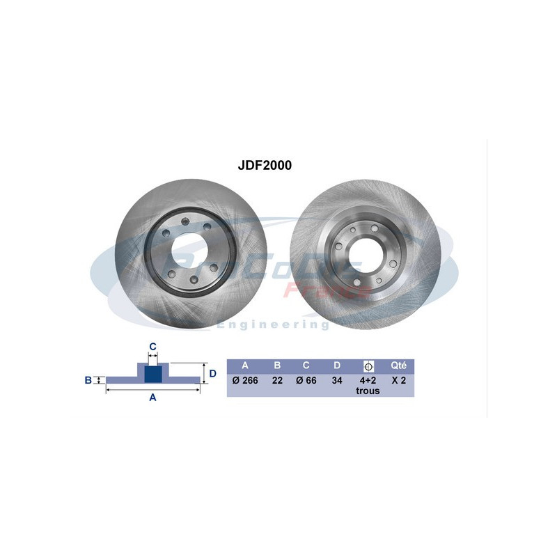 Jeu de 2 disques de frein PROCODIS FRANCE