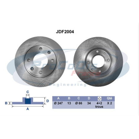 Jeu de 2 disques de frein...