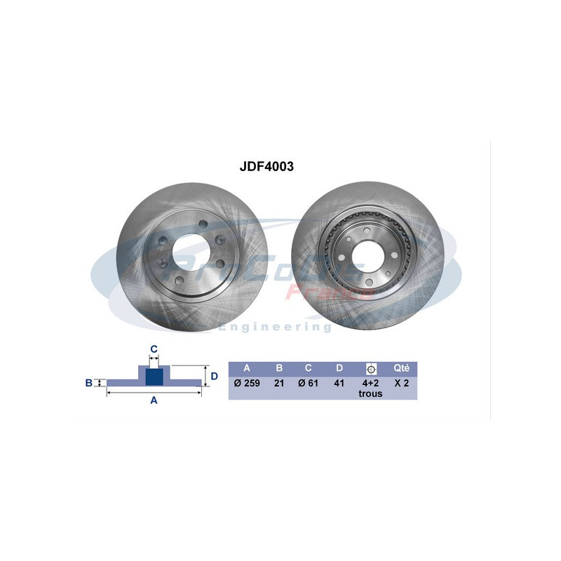 Jeu de 2 disques de frein PROCODIS FRANCE