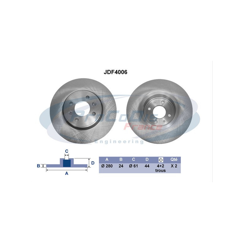 Jeu de 2 disques de frein PROCODIS FRANCE