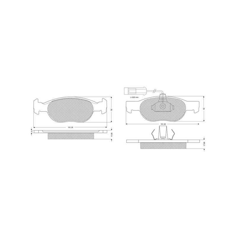 Jeu de quatre plaquettes de frein à disque PROCODIS FRANCE