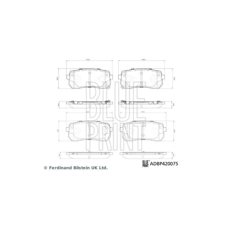 Jeu de quatre plaquettes de frein à disque BLUE PRINT