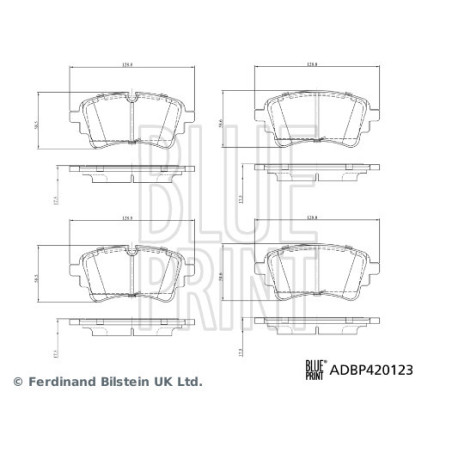 Jeu de quatre plaquettes de frein à disque BLUE PRINT