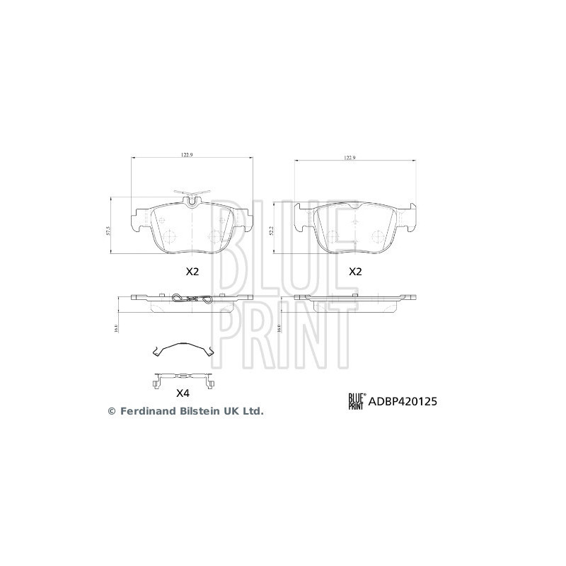Jeu de quatre plaquettes de frein à disque BLUE PRINT