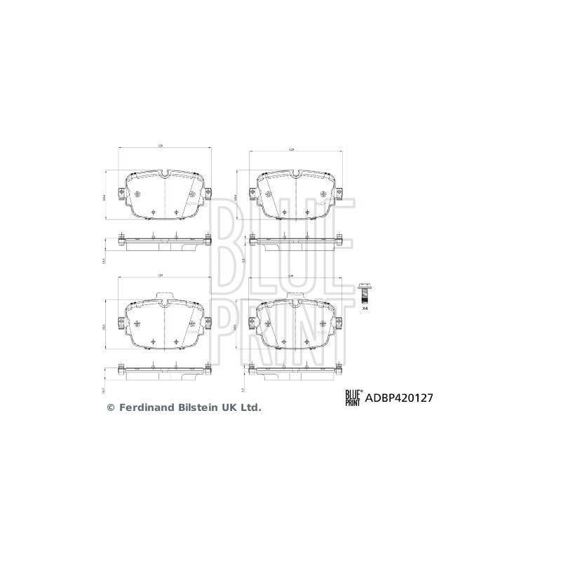 Jeu de quatre plaquettes de frein à disque BLUE PRINT
