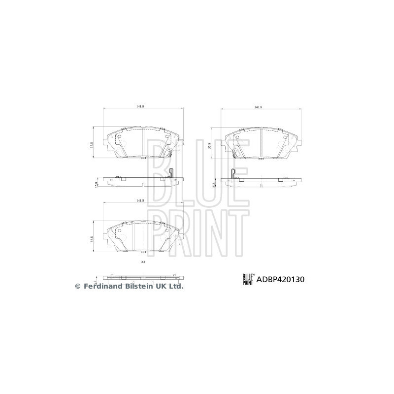 Jeu de quatre plaquettes de frein à disque BLUE PRINT