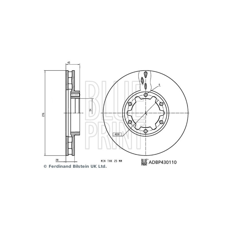 Disque de frein à l'unité BLUE PRINT