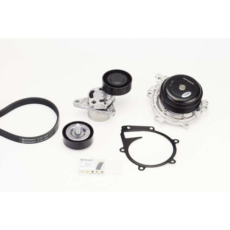 Pompe à eau+Jeu de courroie trapézoïdale à nervures CONTINENTAL CTAM