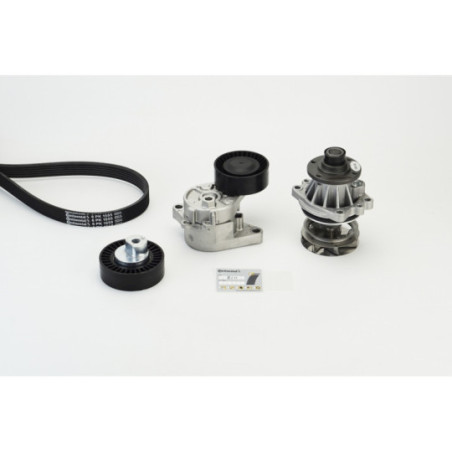 Pompe à eau+Jeu de courroie trapézoïdale à nervures CONTINENTAL CTAM