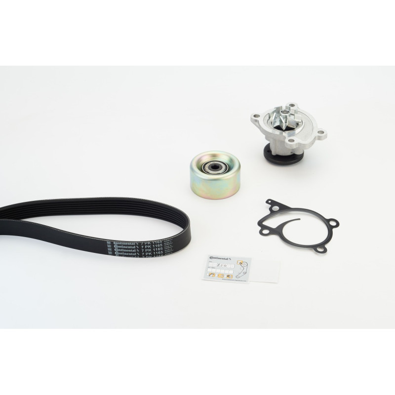 Pompe à eau+Jeu de courroie trapézoïdale à nervures CONTINENTAL CTAM