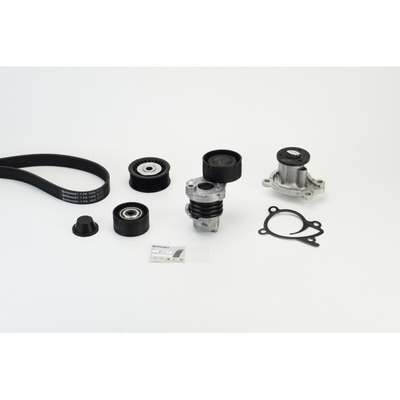 Pompe à eau+Jeu de courroie trapézoïdale à nervures CONTINENTAL CTAM
