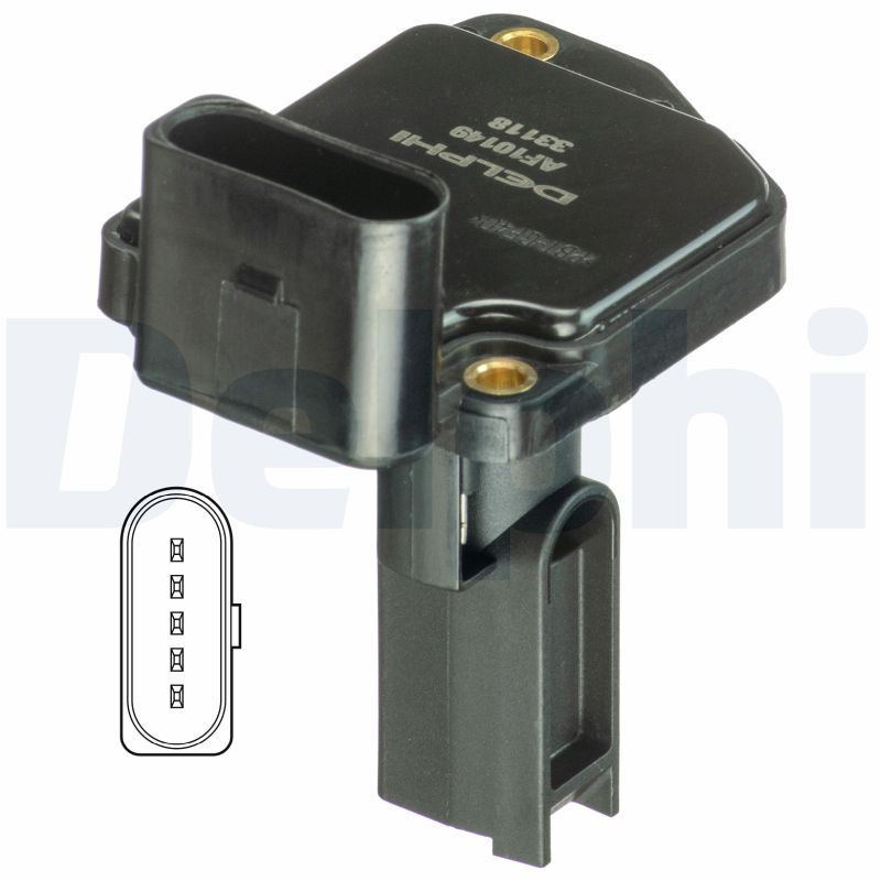Débitmètre D'air Massique DELPHI - Référence AF10292-12B1, 5 Contacts Enfichables, 12V - Compatible OPEL Meriva A, VAUXHALL Meriva Mk I