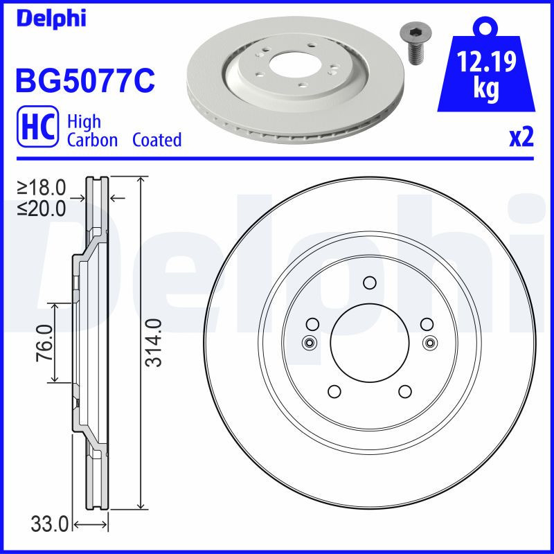 Jeu de 2 disques de frein DELPHI