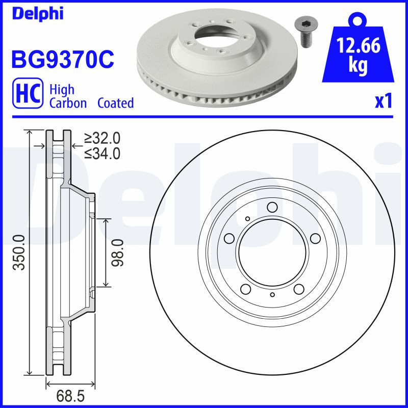 Jeu de 2 disques de frein DELPHI
