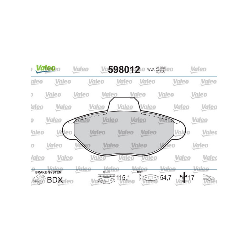 Jeu de quatre plaquettes de frein à disque VALEO