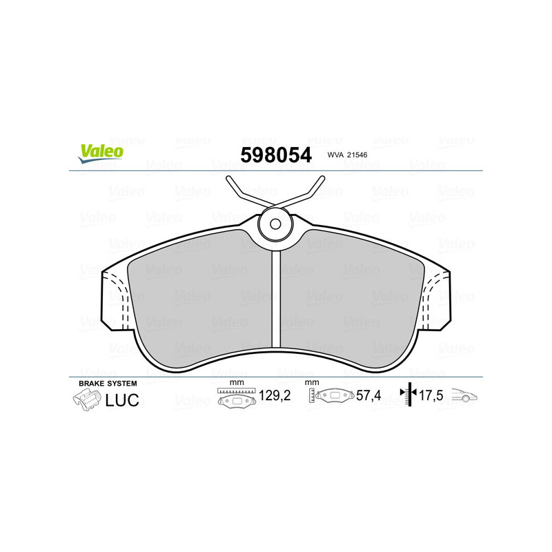 Jeu de quatre plaquettes de frein à disque VALEO