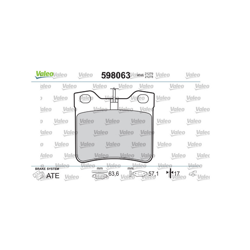 Jeu de quatre plaquettes de frein à disque VALEO