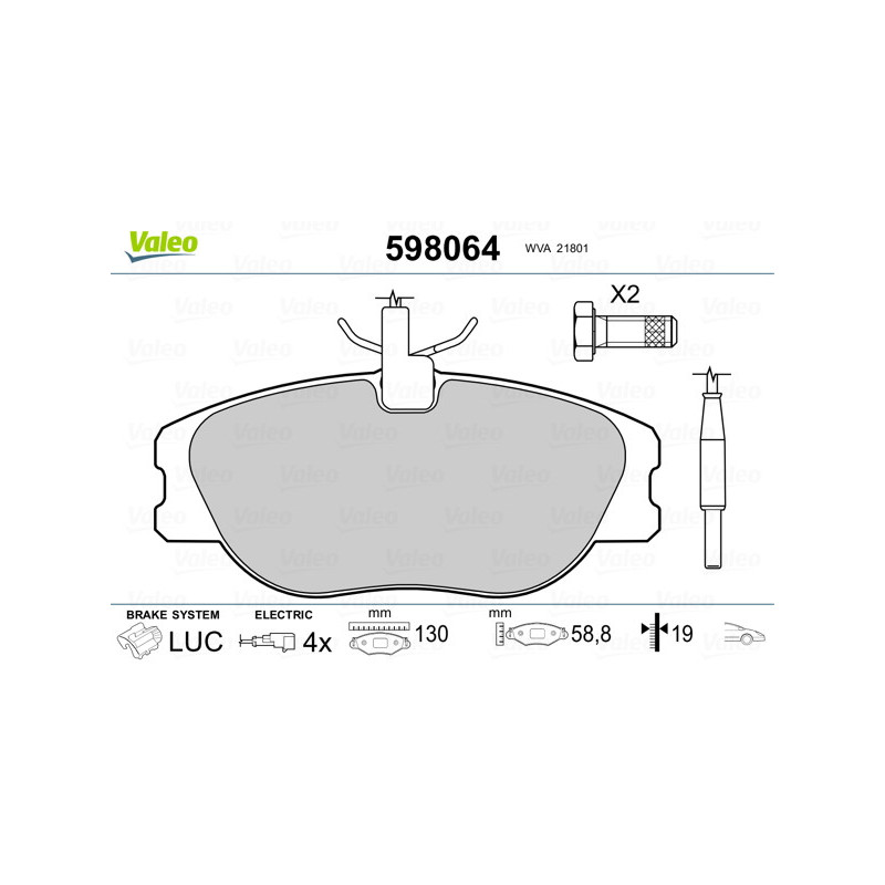 Jeu de quatre plaquettes de frein à disque VALEO