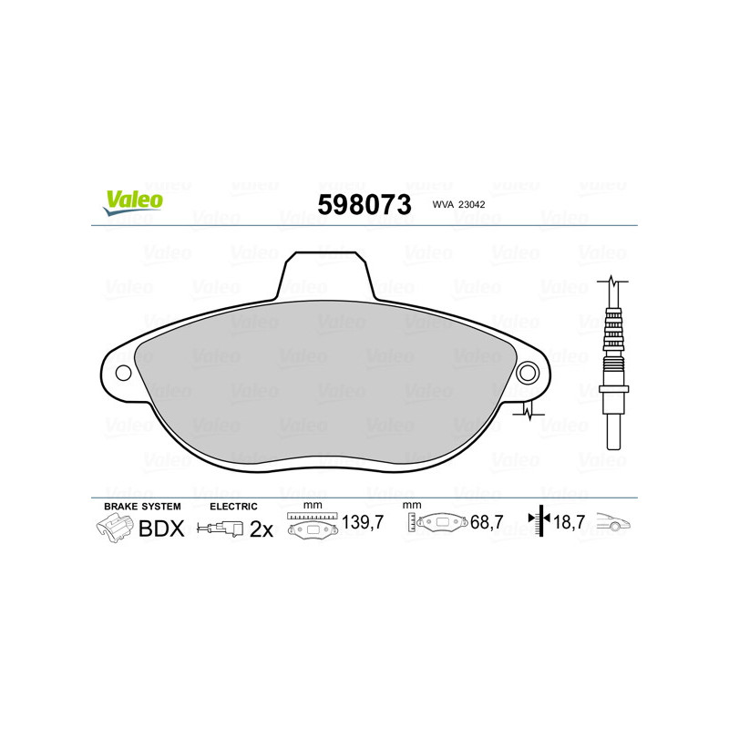 Jeu de quatre plaquettes de frein à disque VALEO