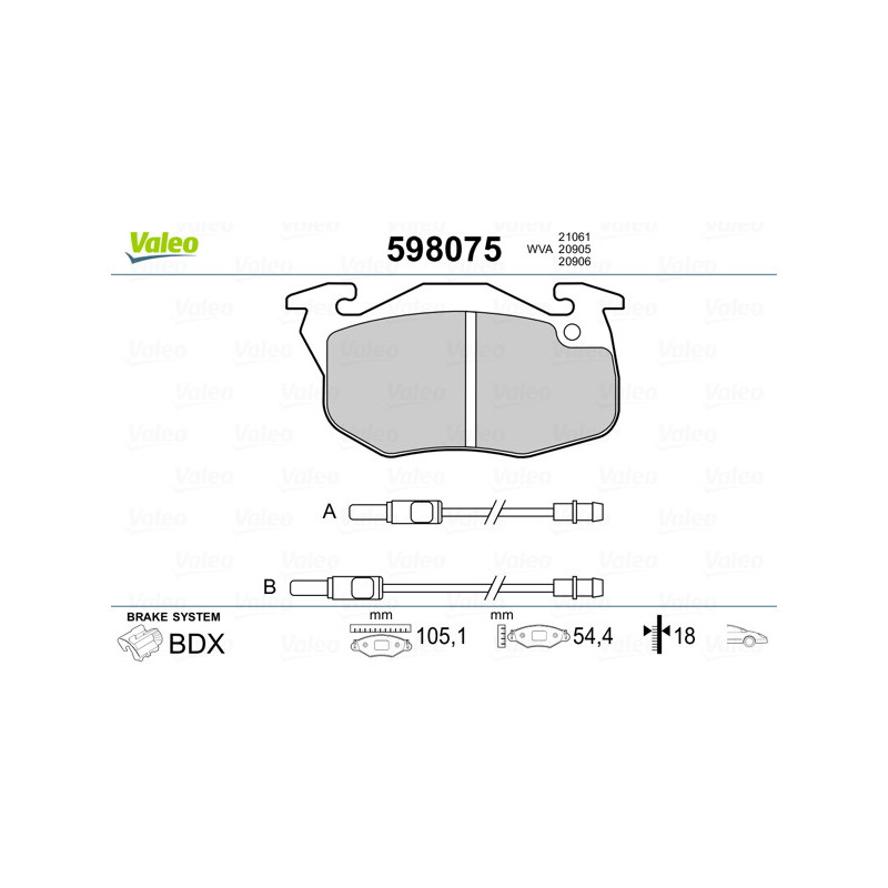 Jeu de quatre plaquettes de frein à disque VALEO