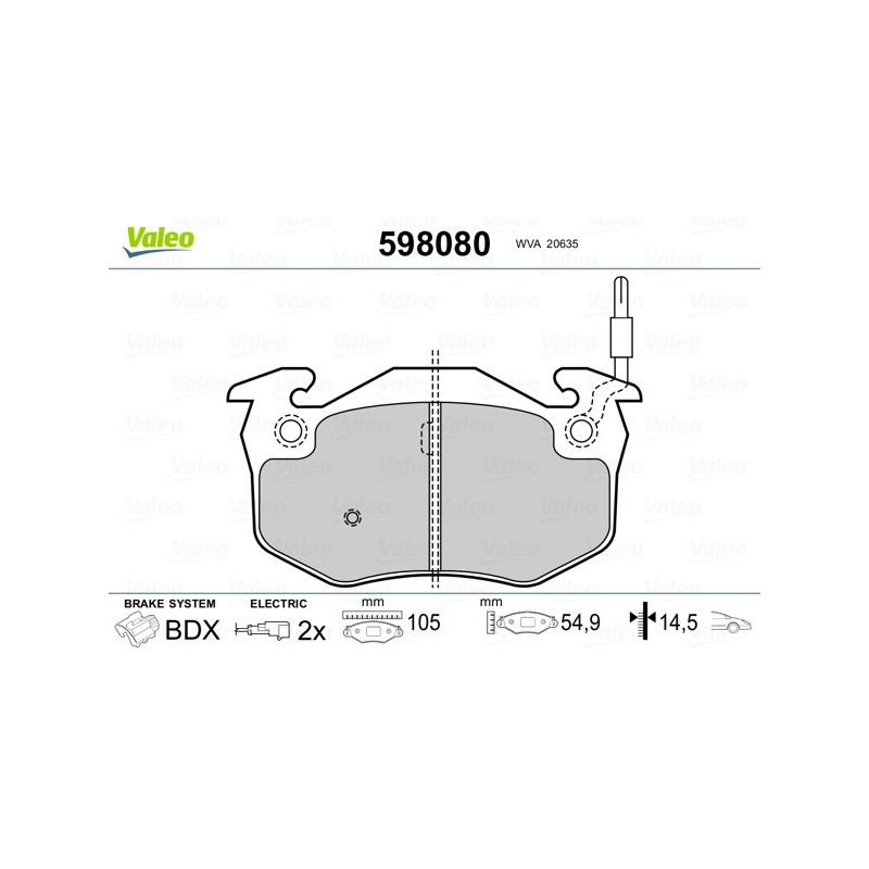 Jeu de quatre plaquettes de frein à disque VALEO