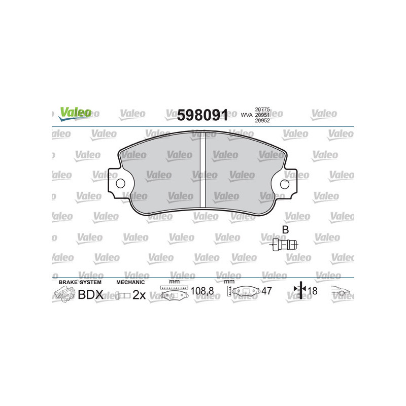Jeu de quatre plaquettes de frein à disque VALEO