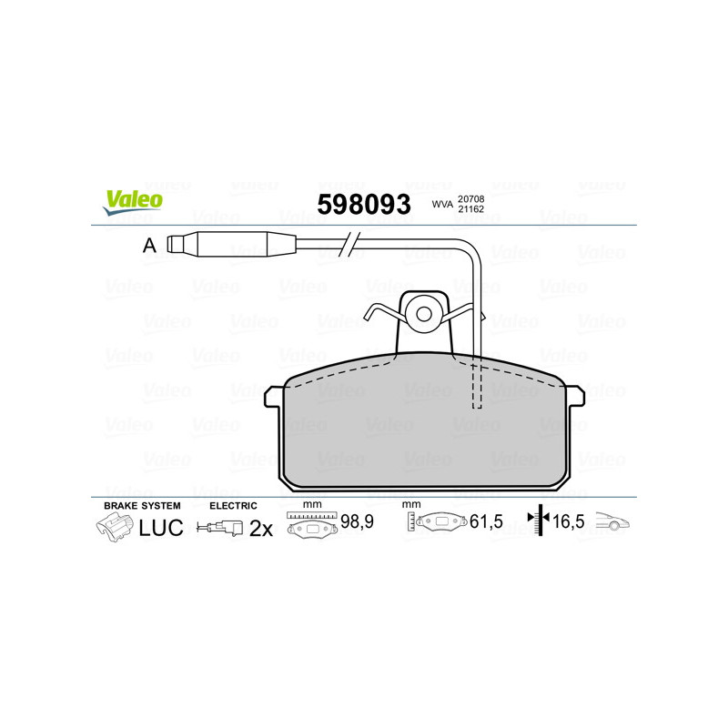 Jeu de quatre plaquettes de frein à disque VALEO