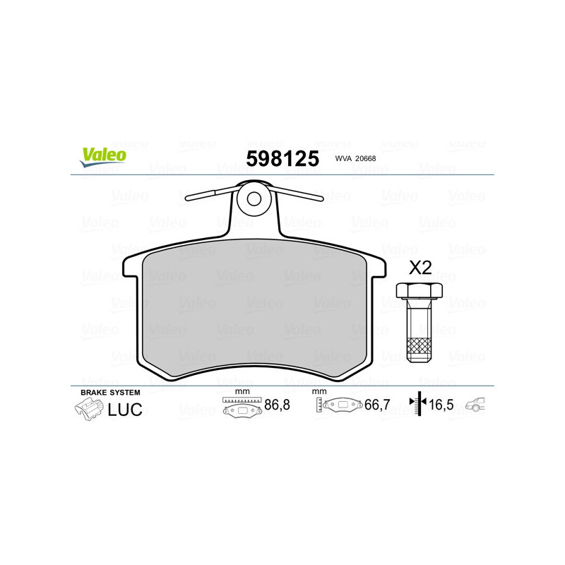 Jeu de quatre plaquettes de frein à disque VALEO