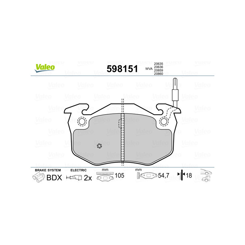 Jeu de quatre plaquettes de frein à disque VALEO