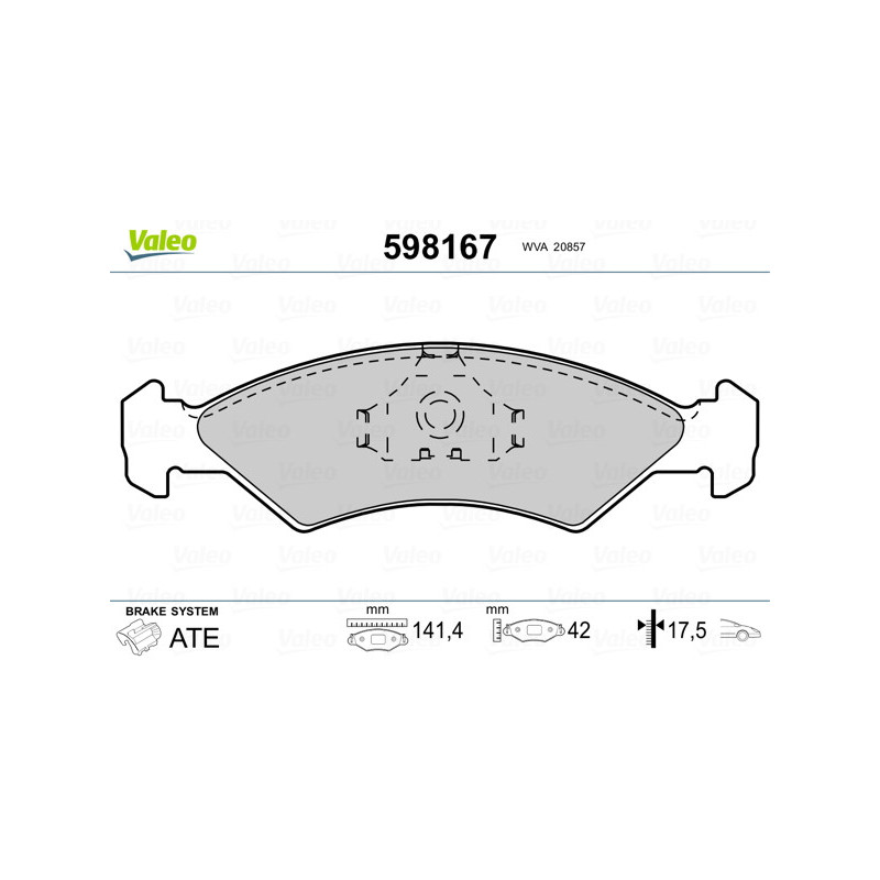 Jeu de quatre plaquettes de frein à disque VALEO